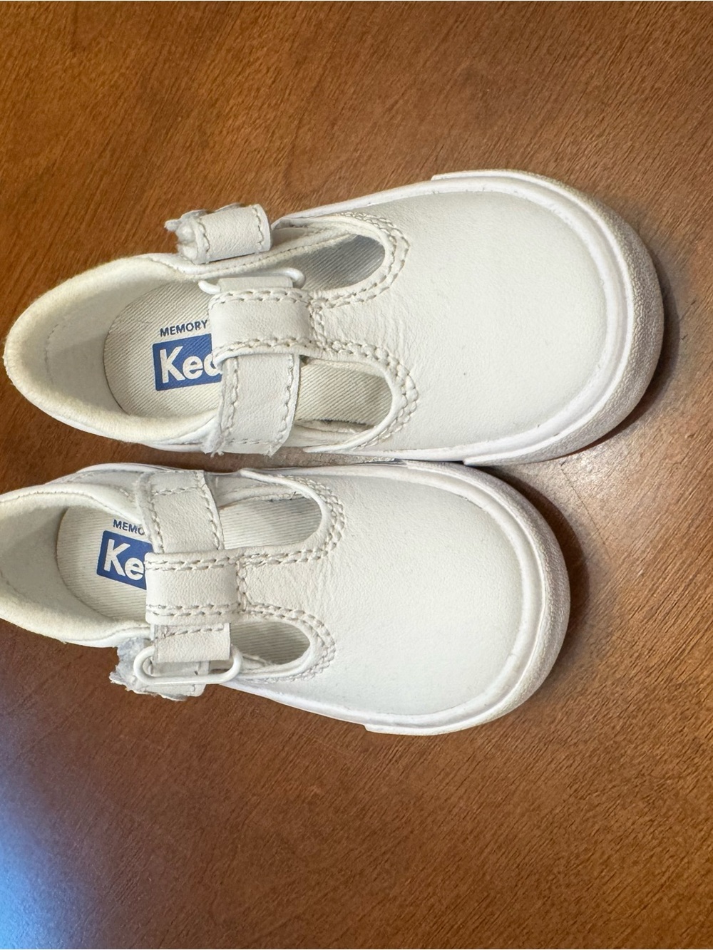 Keds White Baby T-Strap Leather Walker Shoes